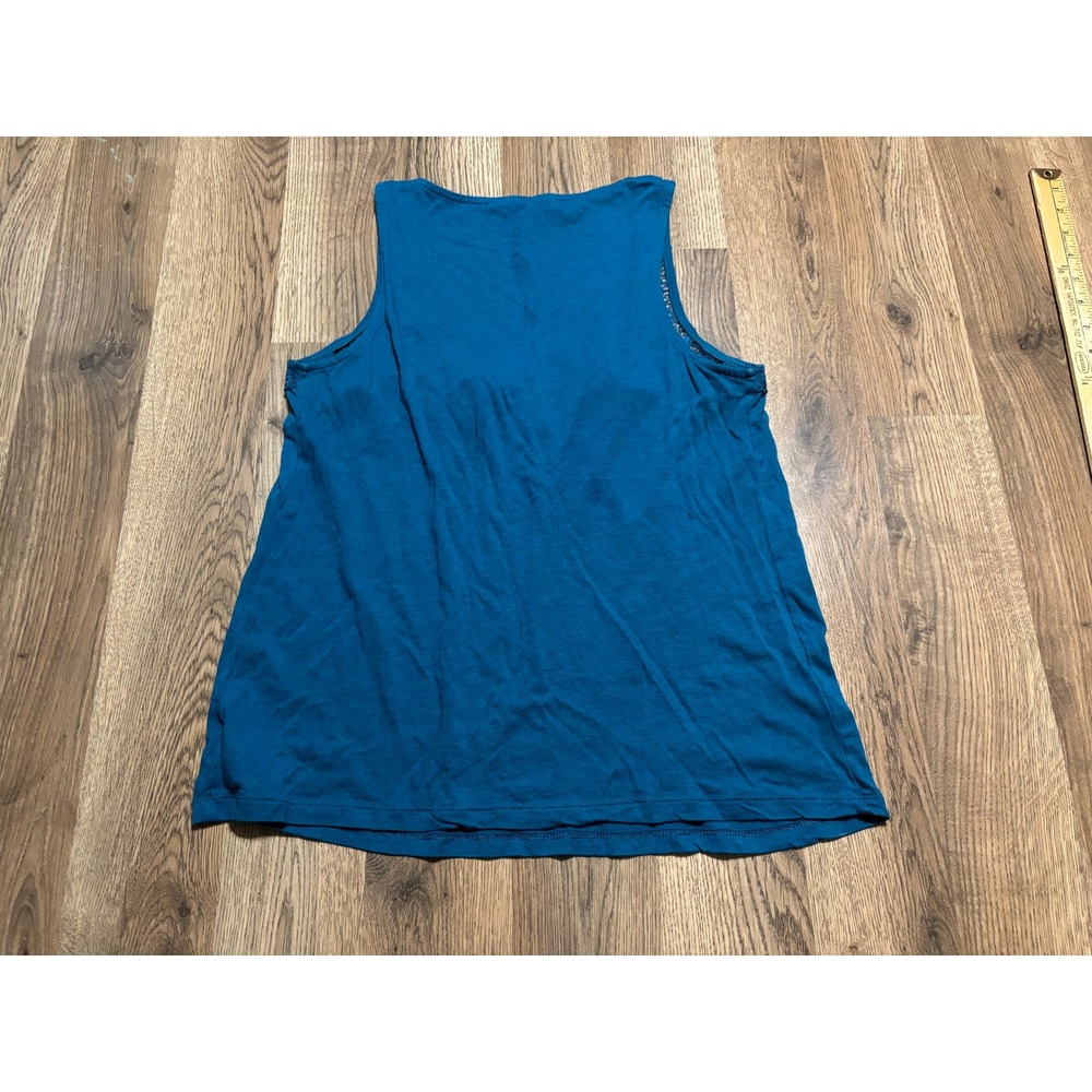 Old Navy Top Womens Size S Blue Sleeveless Scoop Neck Crochet Lace Trim Tank